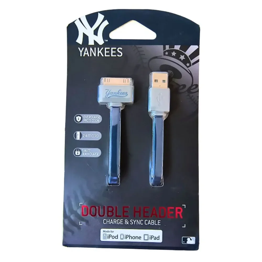 NY Yankees 30 Pin Charge Sync Cable iPhone 4 4S 3G 3GS iPad 1 2 iPod Nano 4 5 6